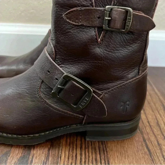 Frye Veronica 6” Shortie Brown Leather Ankle Boots Wm Size 6 Side Zip 3474509 - Picture 15 of 16